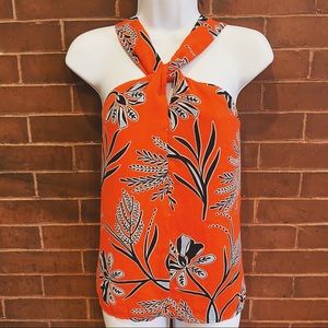 Banana Republic Orange Floral Halter Top